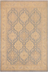 handmade Transitional Kafkaz Blue Beige Hand Knotted RECTANGLE 100% WOOL area rug 10 x 14